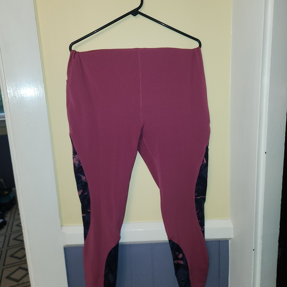 POP Fit Vibrant Magenta And Blue Accent Leggings Size 2XL
